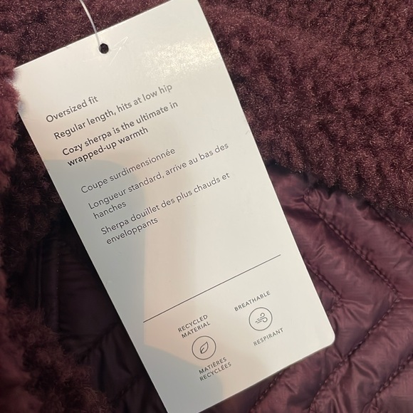 NWT Athleta Cozy Sherpa Snap Sweatshirt Oversized Burgundy Wine Purple M - Picture 7 of 7
